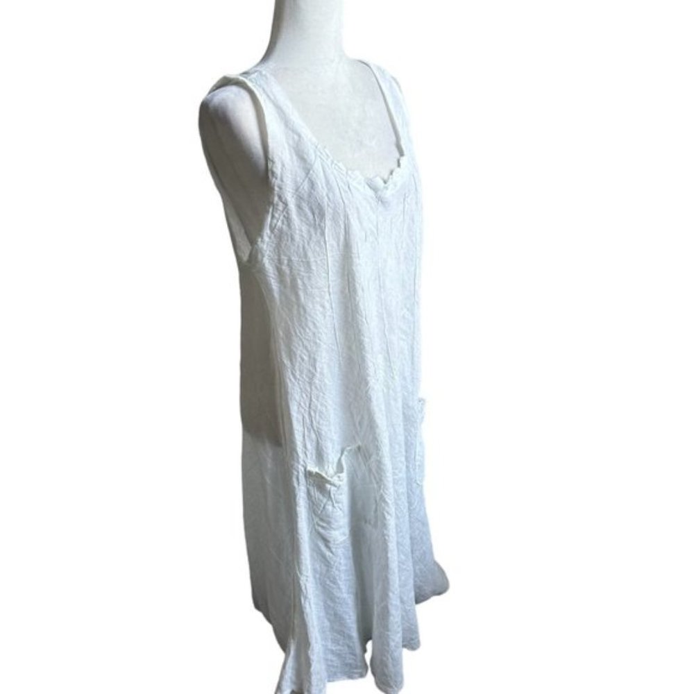 C. VALENTYNE White Sleeveless Linen Dress. SZ XL